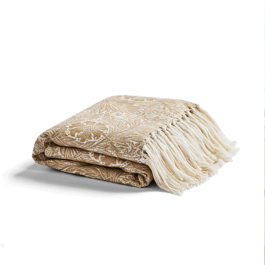 William Morris At Home Marigold Hessian Natural Throw (130cm x 170cm)