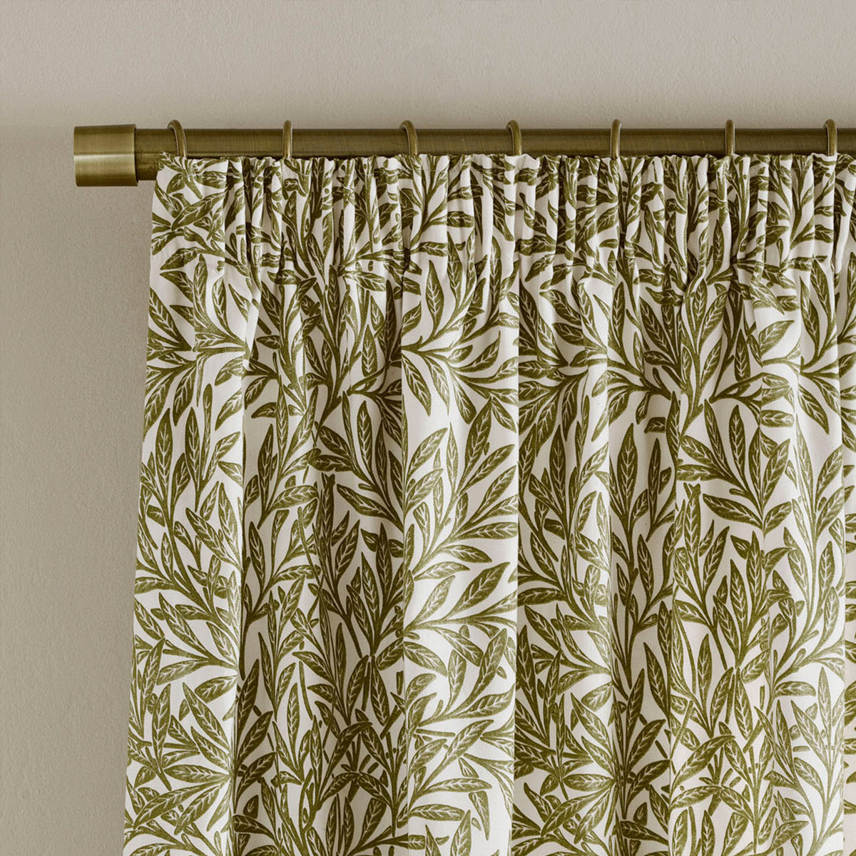 William Morris At Home Original Willow Olive Green Pencil Pleat Curtains