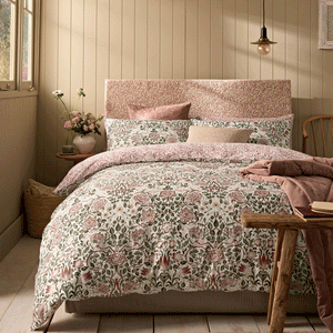 William Morris At Home Rose Brick Pink-Sage Cotton Duvet Set