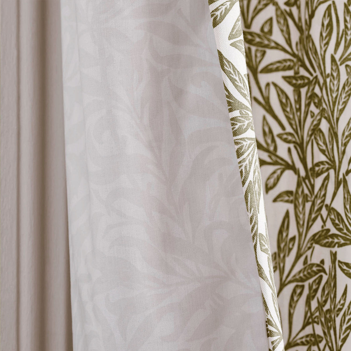 William Morris At Home Original Willow Olive Green Pencil Pleat Curtains