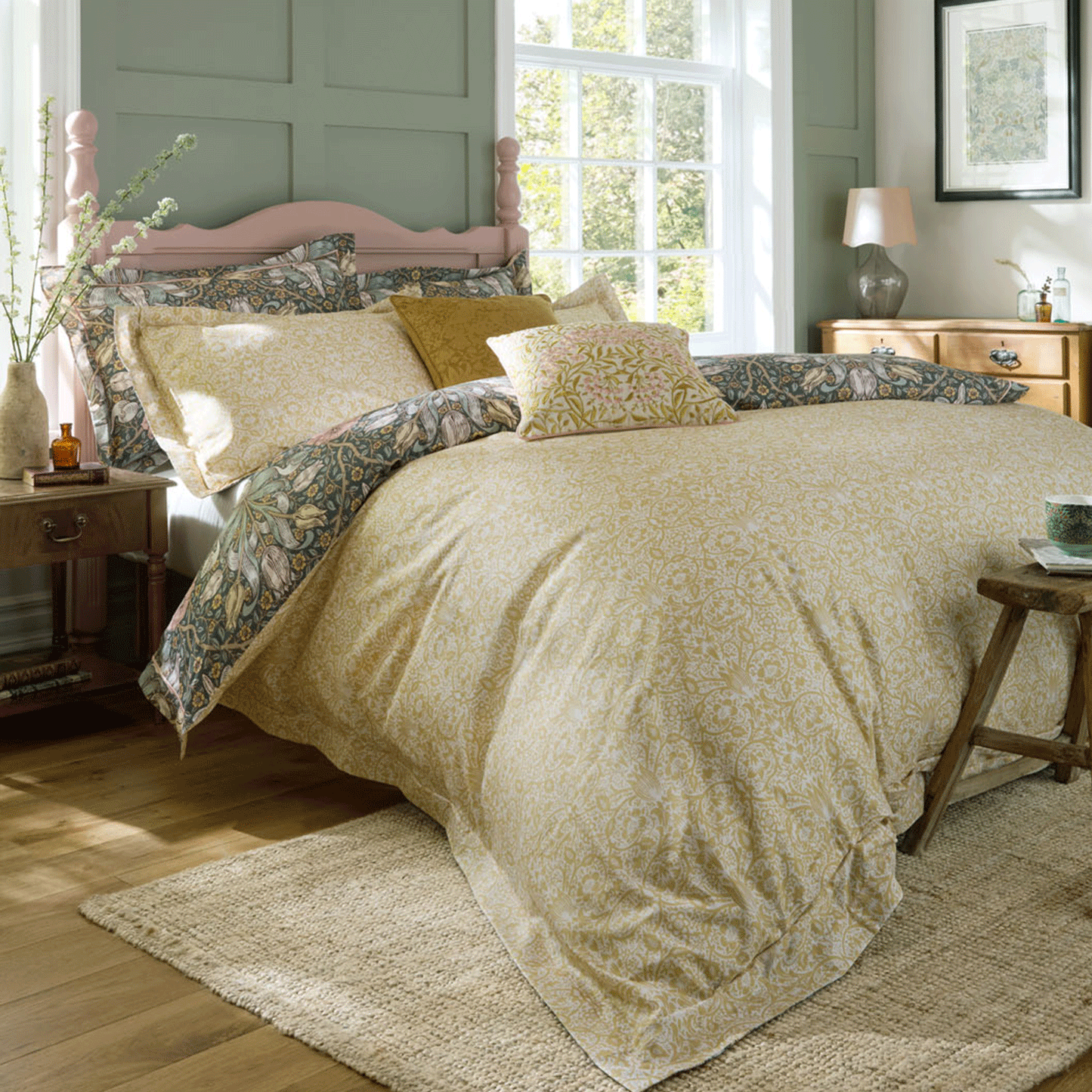 William Morris At Home Spring Thicket Mineral Cotton Duvet Set