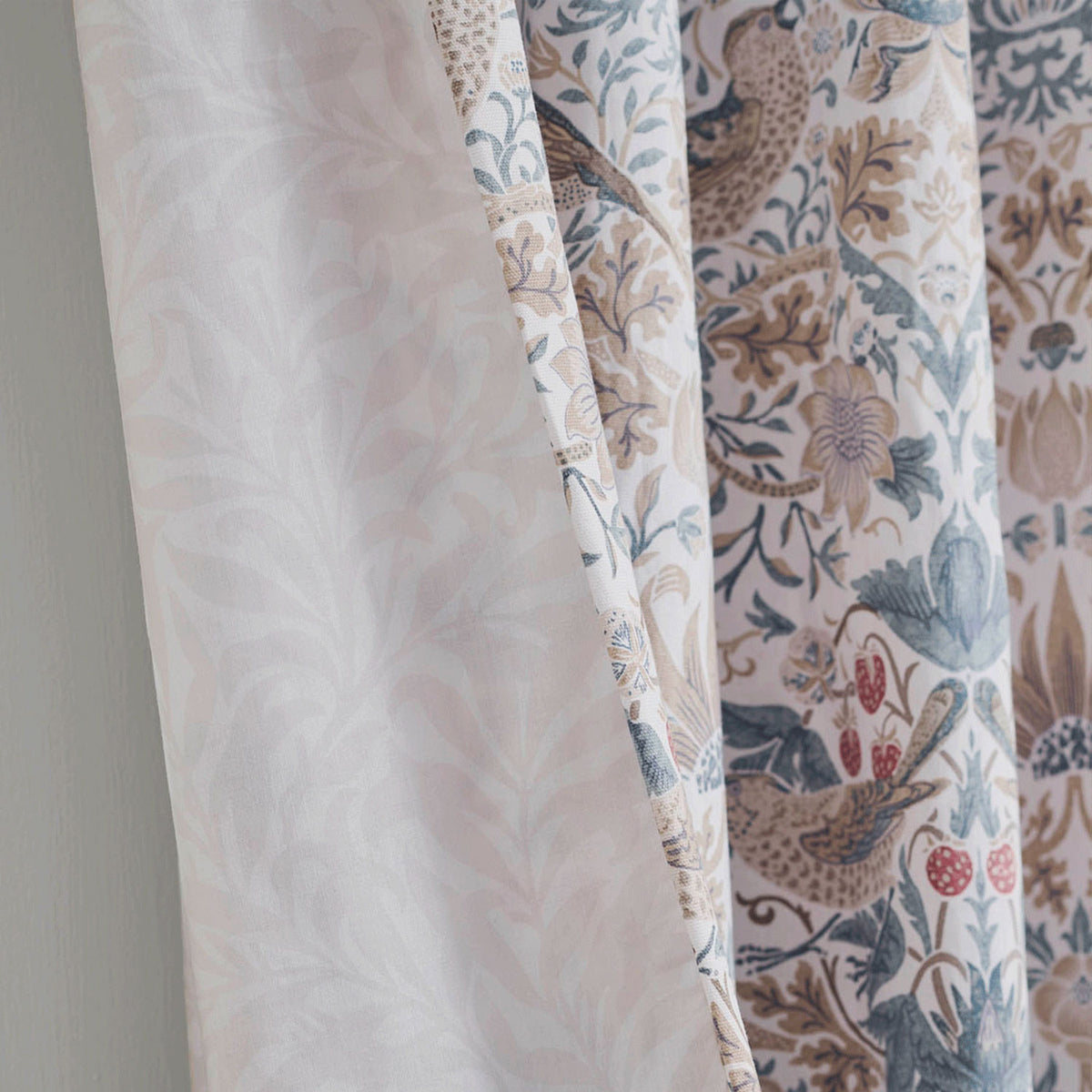 William Morris At Home Strawberry Thief Hessian Blackout Pencil Pleat Curtains