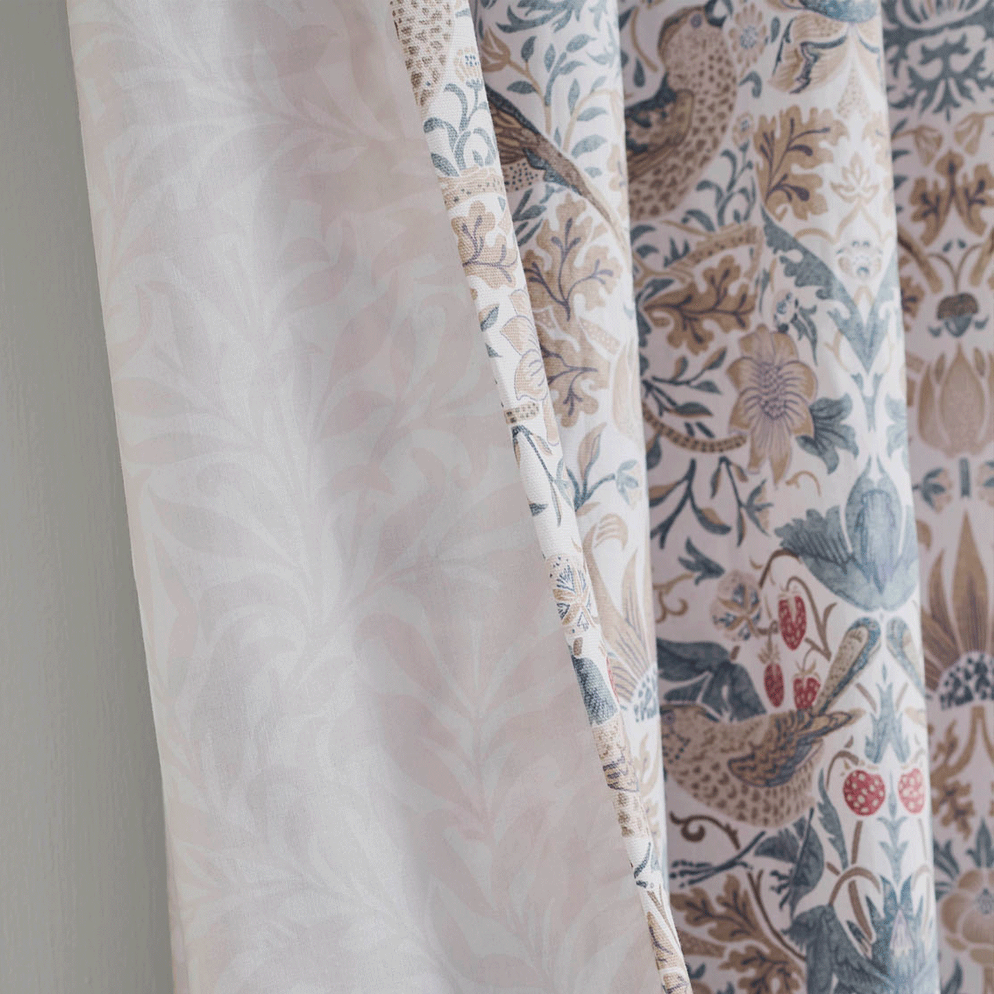 William Morris At Home Strawberry Thief Hessian Blackout Pencil Pleat Curtains