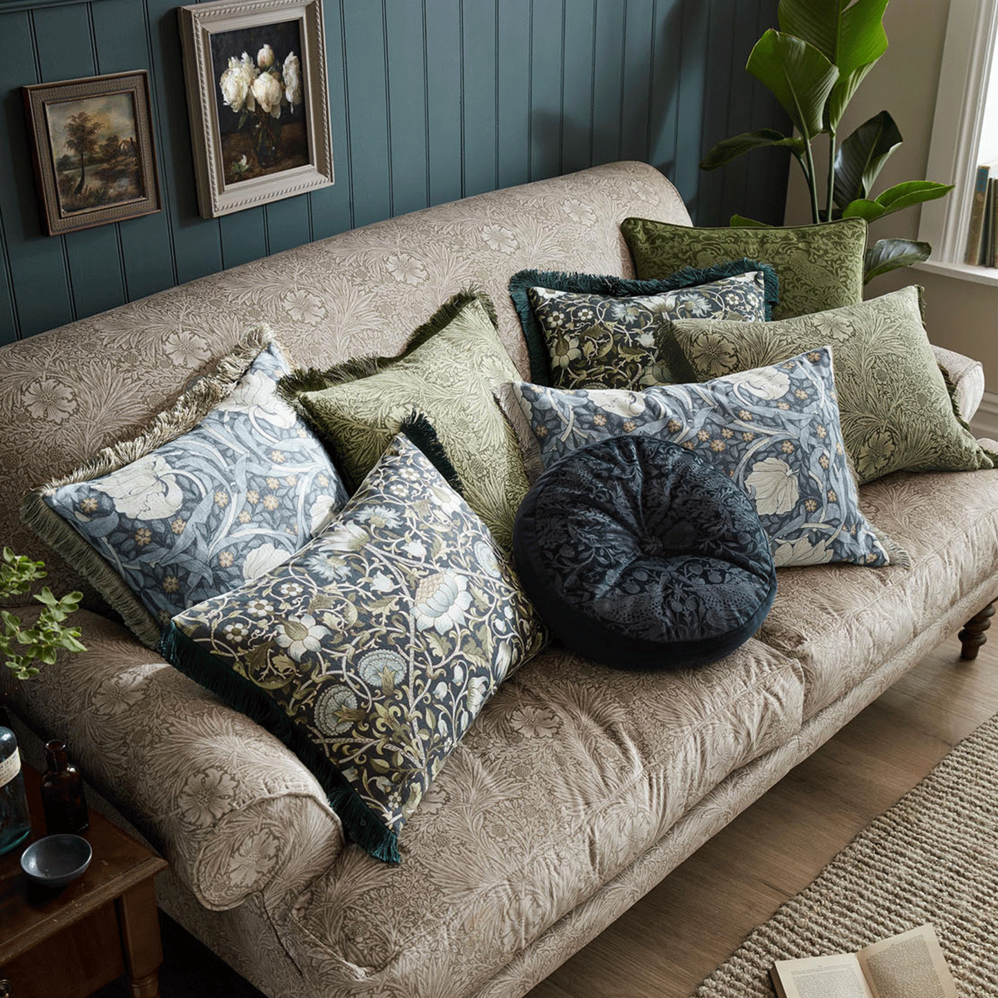 William Morris At Home Pimpernel Ink Cushion (50cm x 50cm)