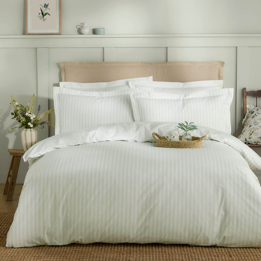 Sophie Allport Uppingham Stripe Mint Green 200TC Cotton Duvet Set