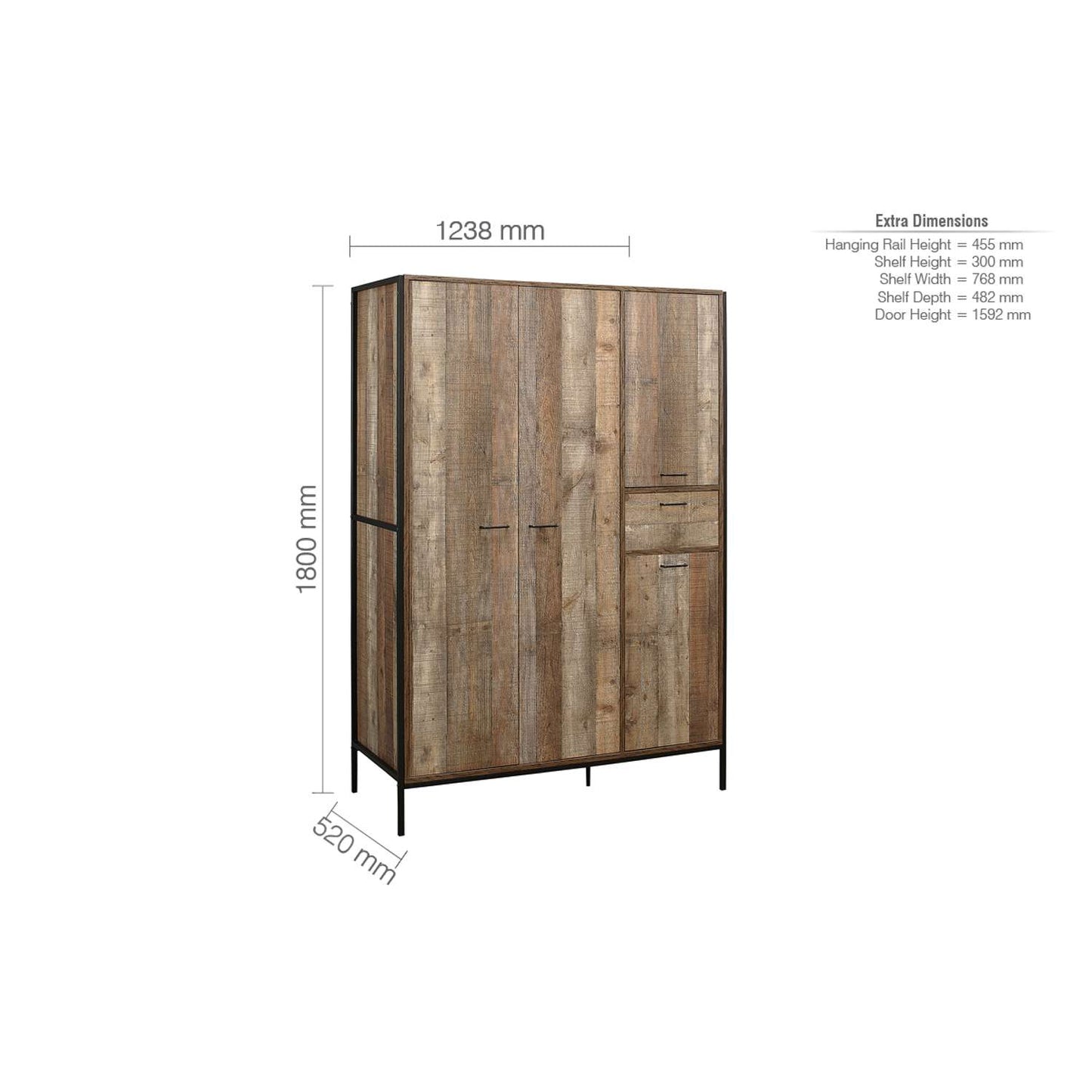 Urban Rustic 4 Door Wardrobe