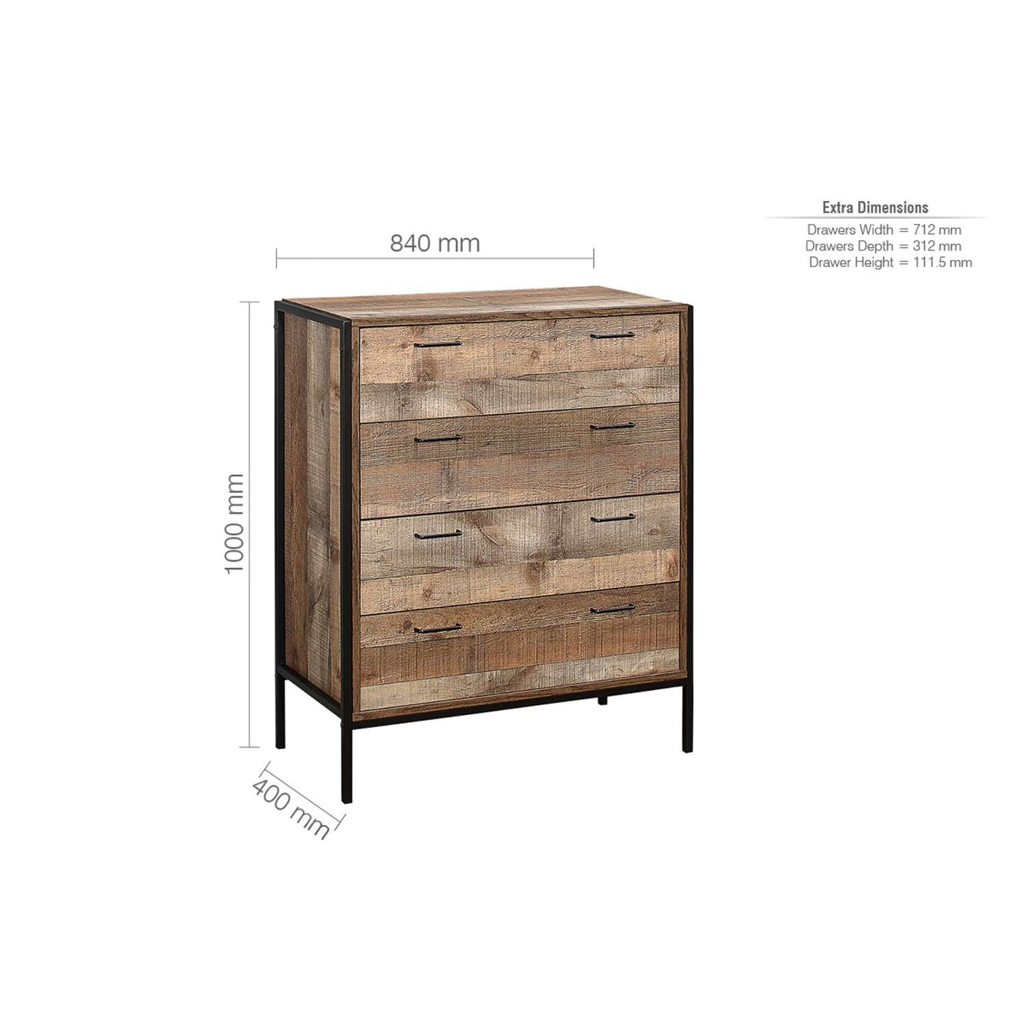 Urban Rustic 4 Drawer Chest