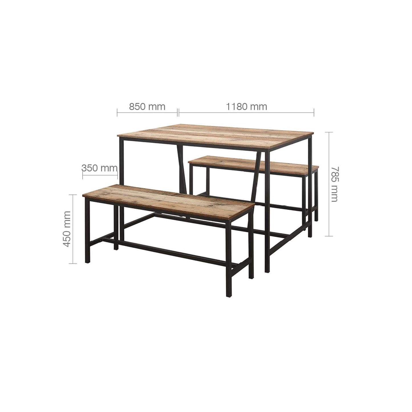 Urban Rustic Dining Table & Bench Set