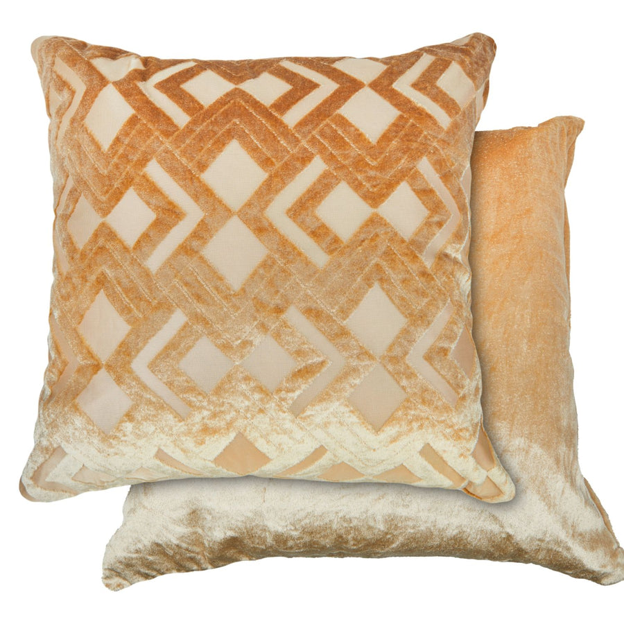 Valencia Ochre Art Deco Velvet Cushion Cover Pair