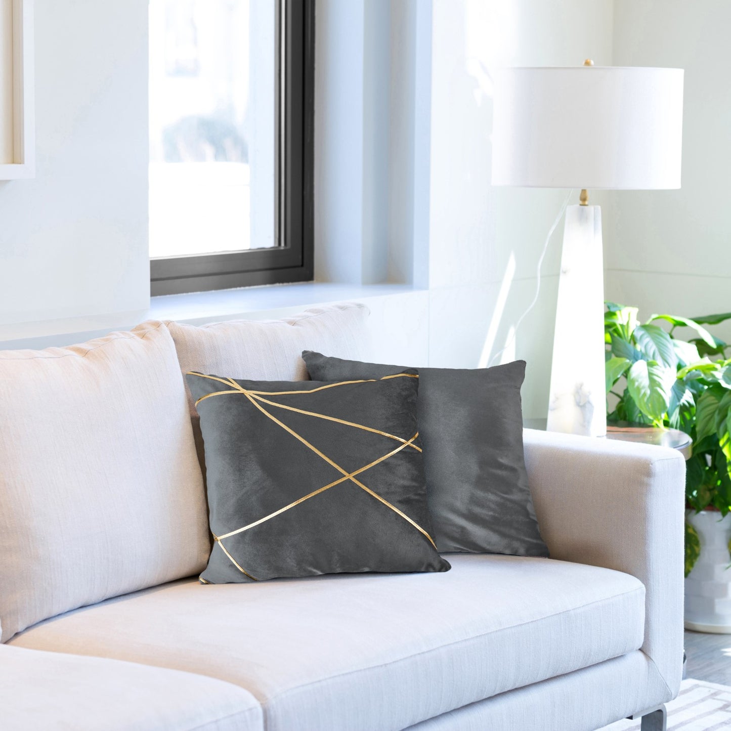 Vancouver Grey Velvet Cushion Cover (Pair)