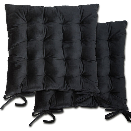 Holland Velvet Black Cushions Seat Pads (Pair)