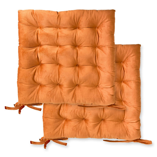 Holland Velvet Burnt Orange Cushion Seat Pads (Pair)