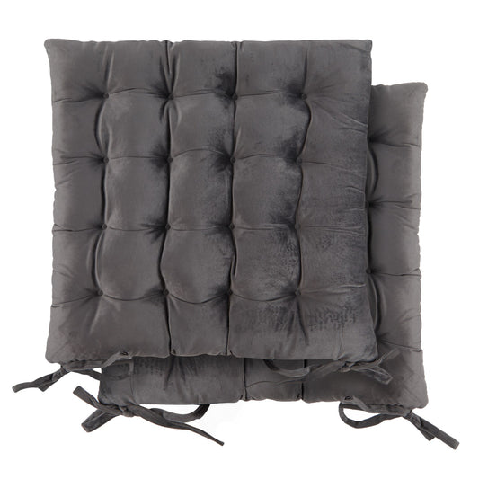 Holland Velvet Grey Cushion Seat Pads (Pair)