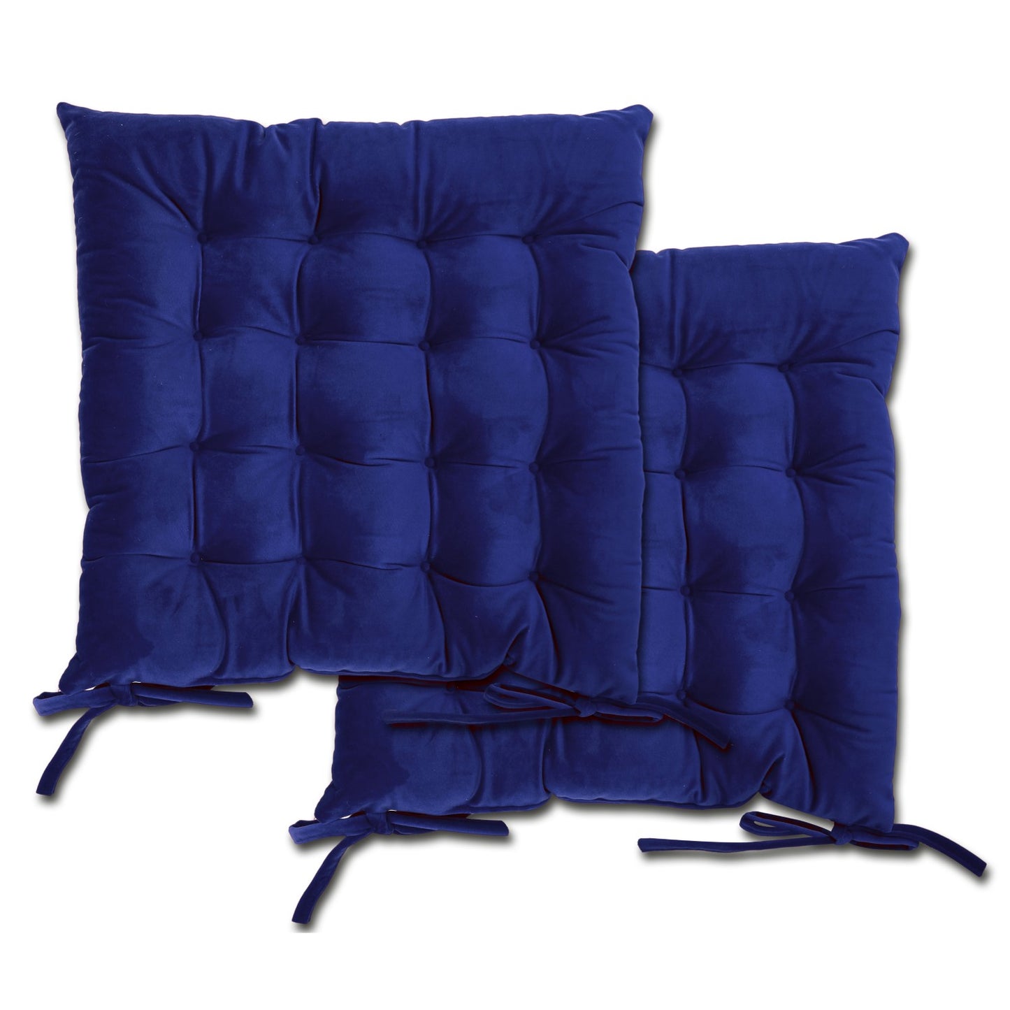 Holland Velvet Navy Blue Cushion Seat Pads (Pair)