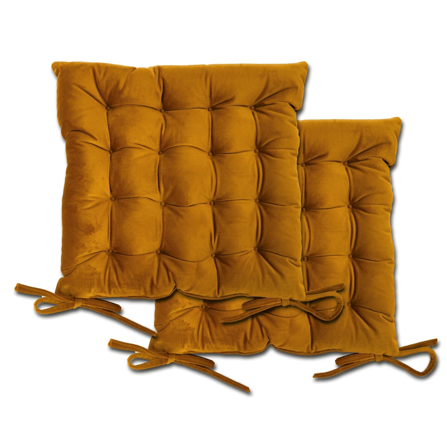 Holland Velvet Ochre Cushion Seat Pads (Pair)