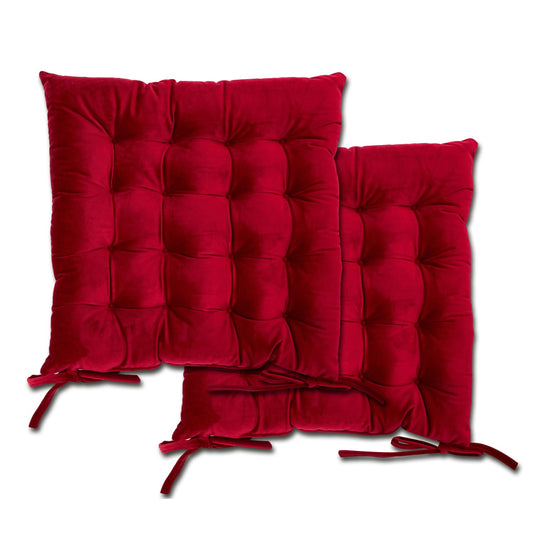 Holland Velvet Red Cushion Seat Pads (Pair)