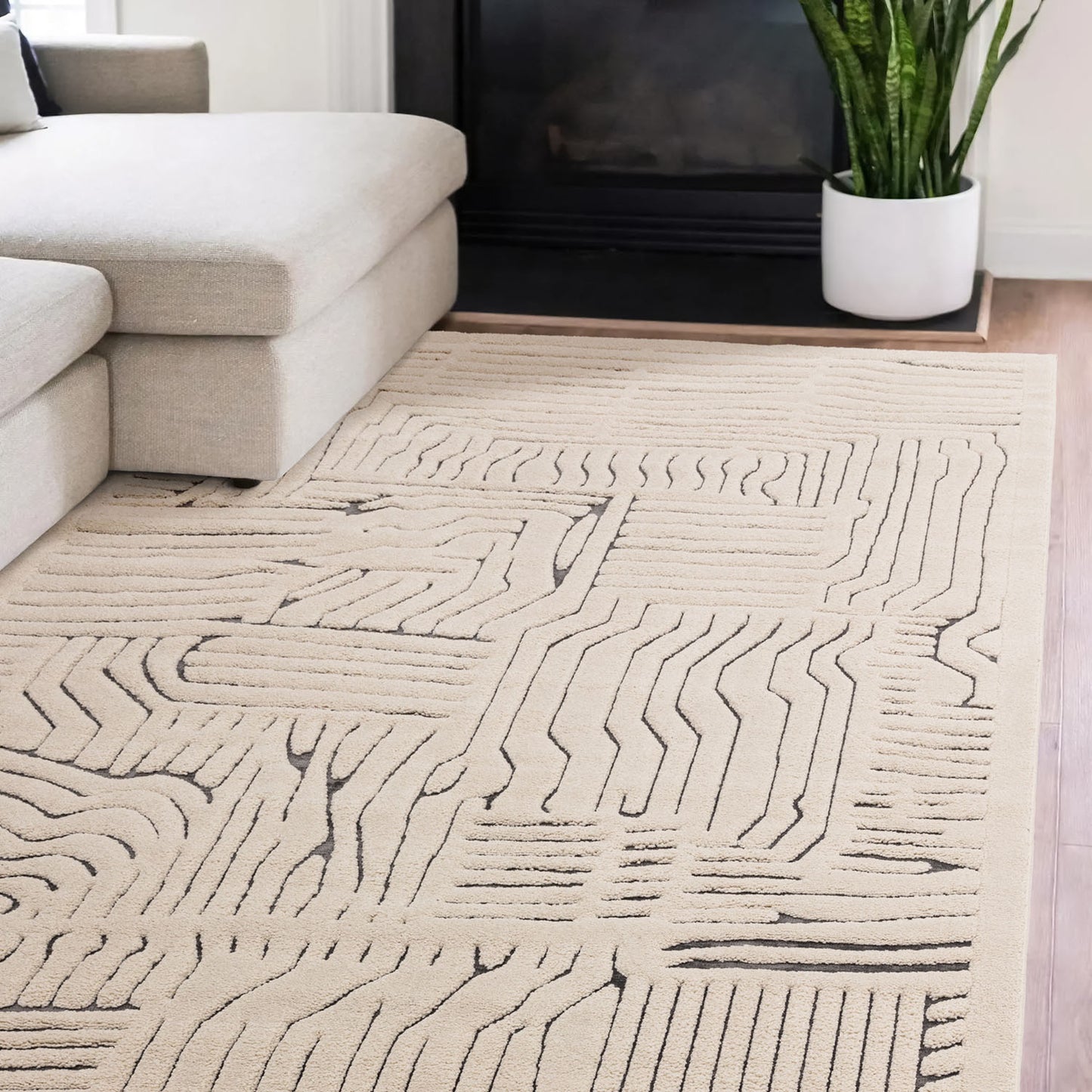 Valley Ivory Charcoal Route Rug