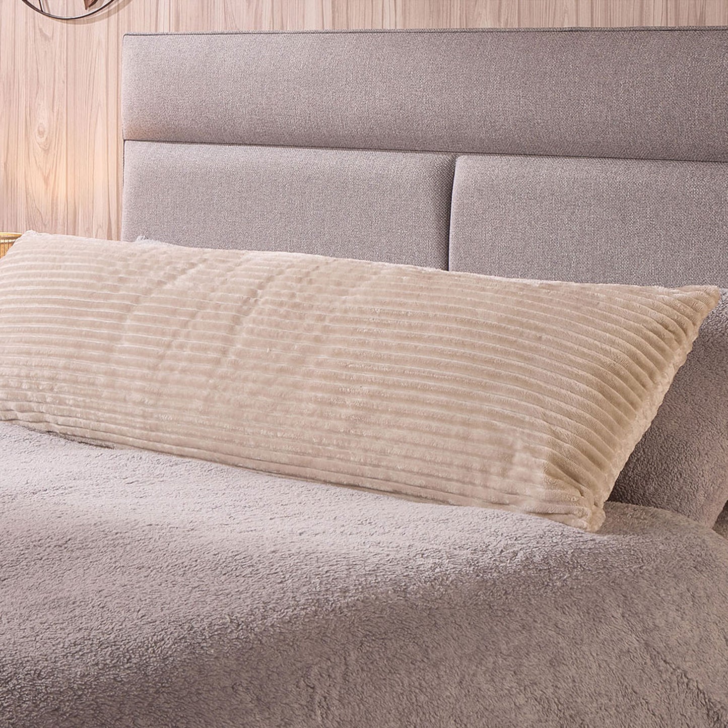 Velvet Cord Natural Bolster Pillow