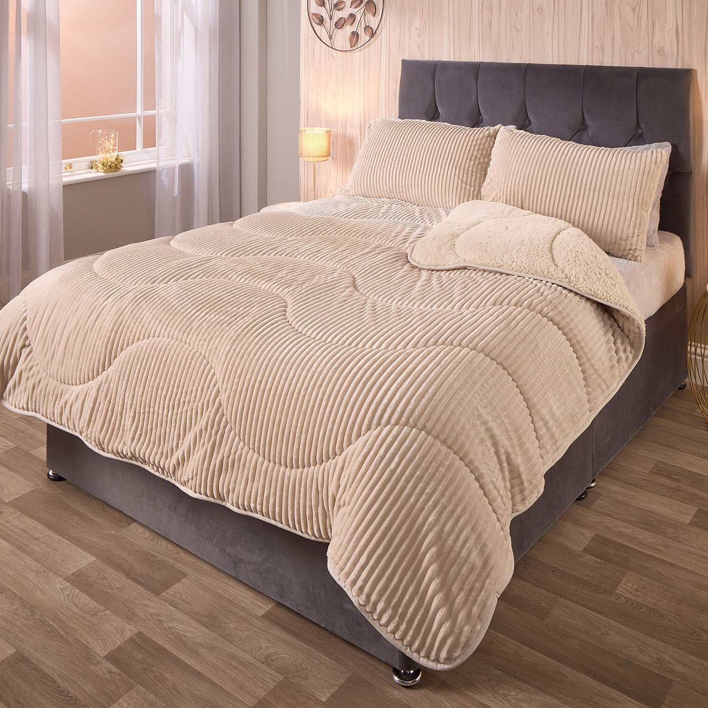 Velvet Cord and Teddy Sherpa Coverless 10.5 Tog Duvet and Pillowcases