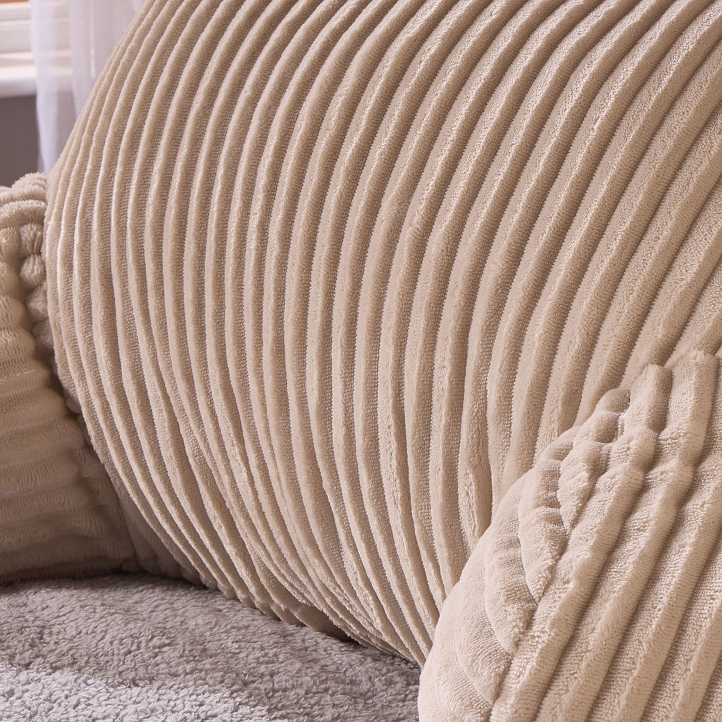 Velvet Cord Fleece Natural Cuddle Cushion