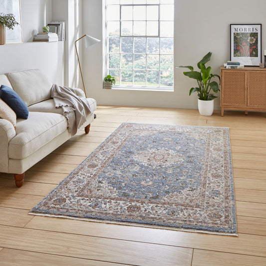 Vintage 35013 Blue and Terracotta Traditional Rug