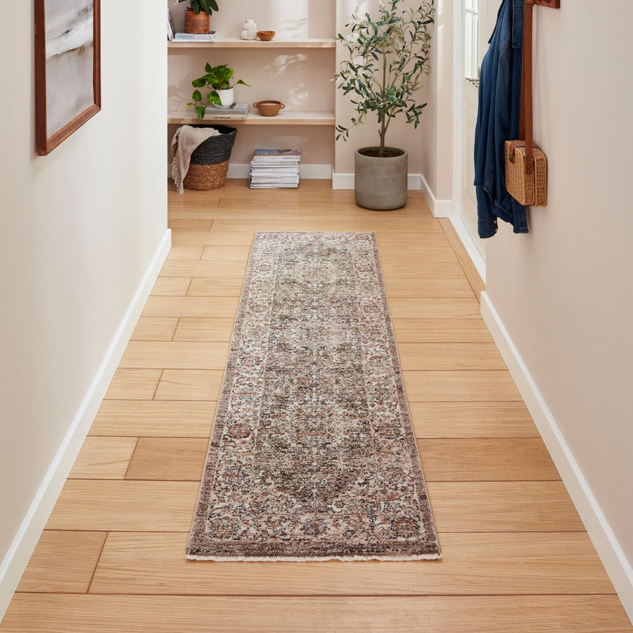 Vintage 35013 Grey Traditional Runner Rug