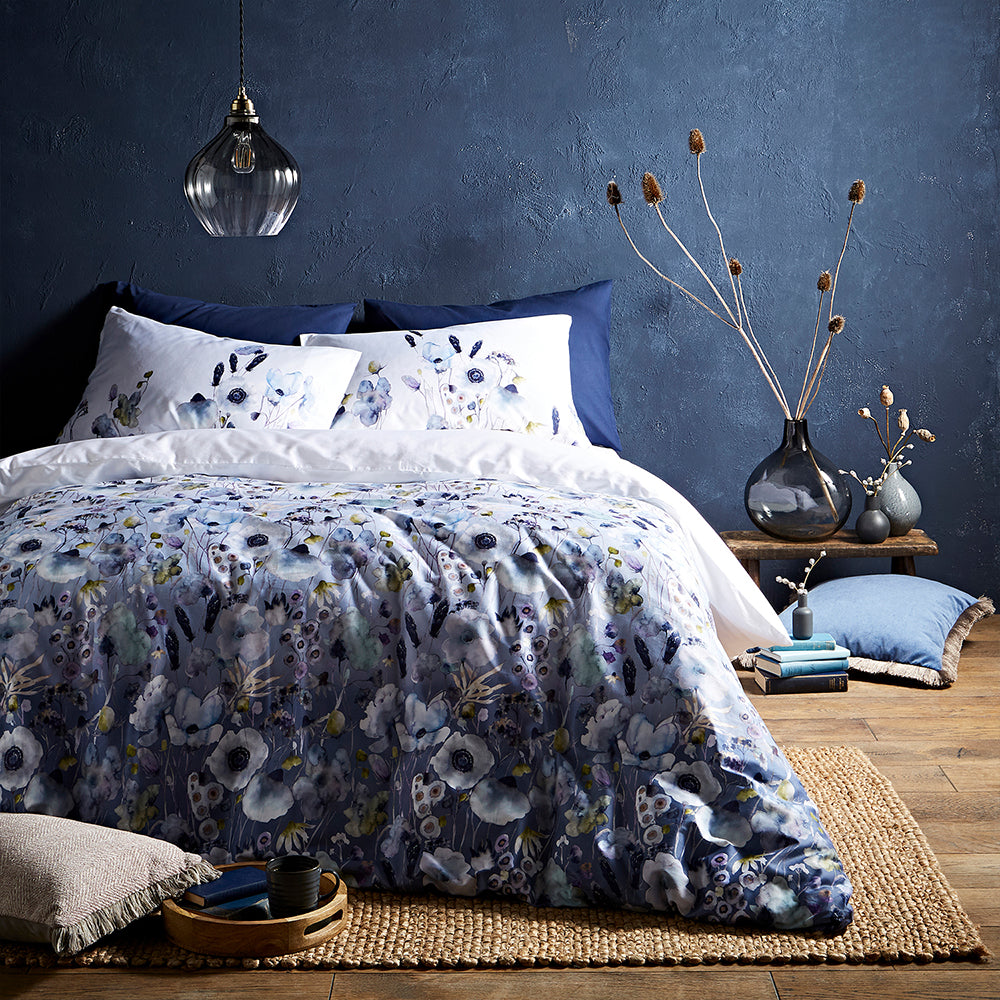 Voyage Hibbertia Blue Cotton Duvet Set