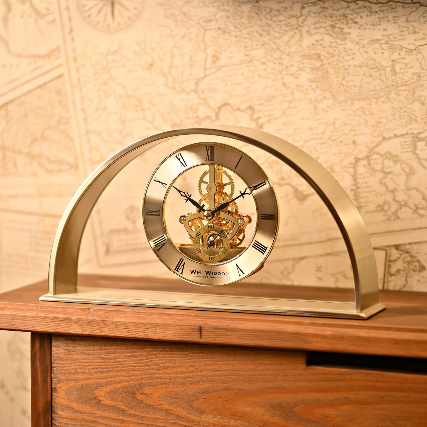 Gold Arch Skeleton Mantel Clock