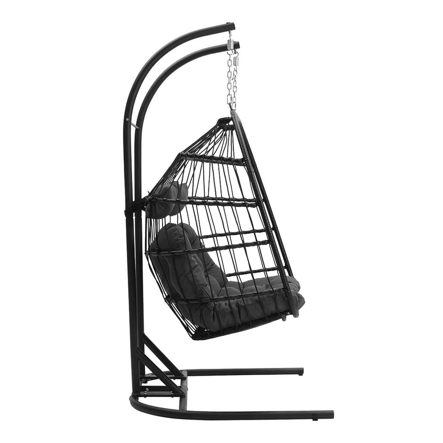 2 Seater Black Wicker Hanging Egg Chair