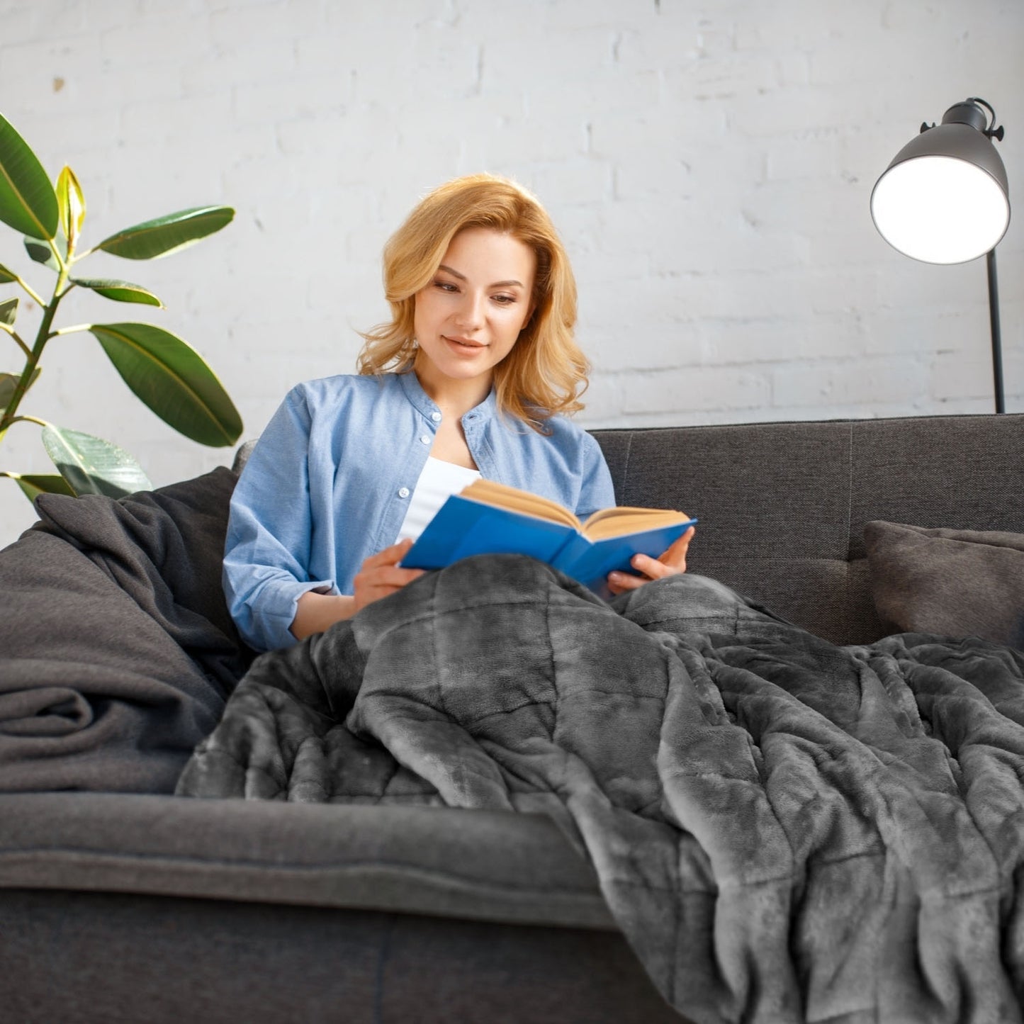Sherpa Fleece Grey Weighted Blanket