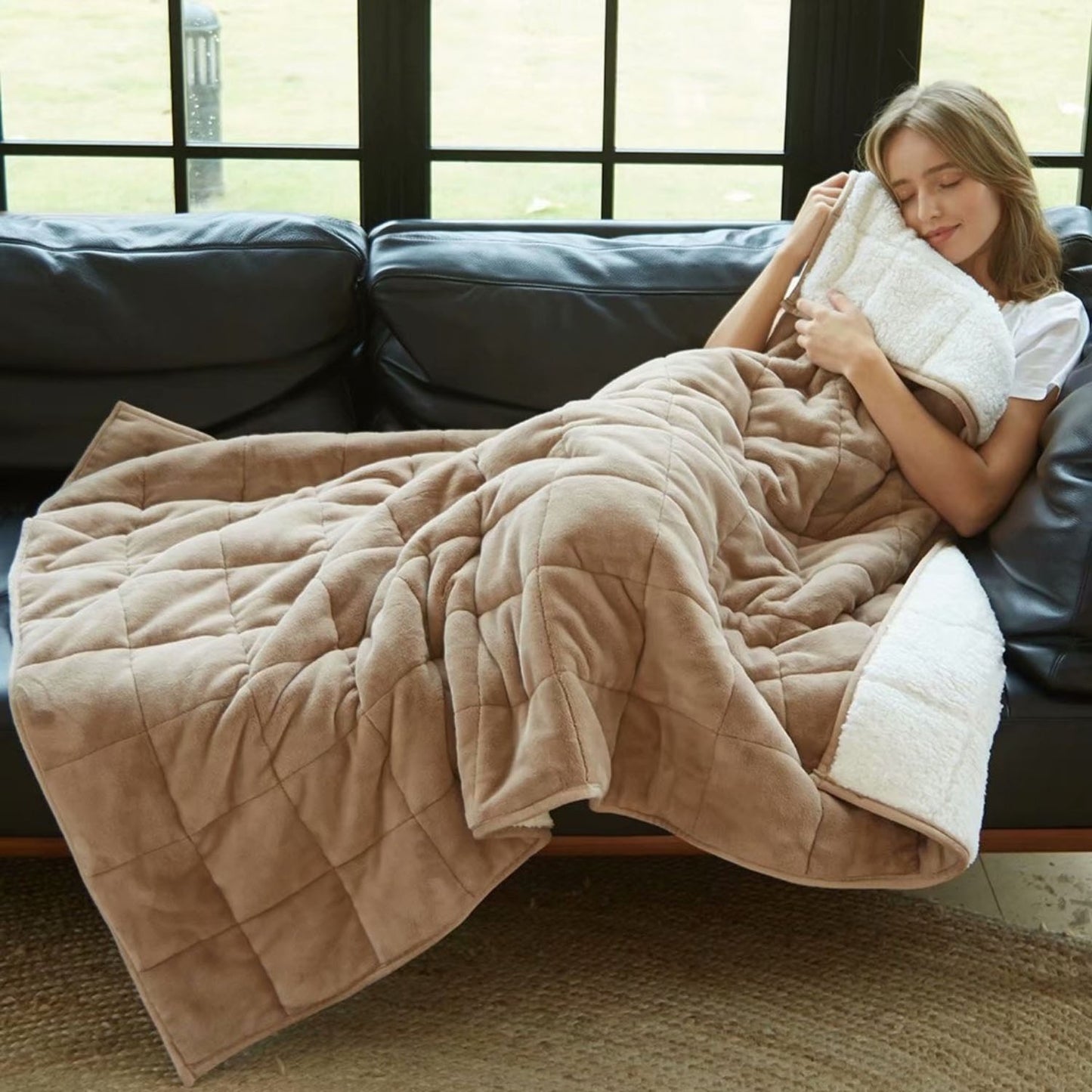 Sherpa Fleece Taupe Weighted Blanket