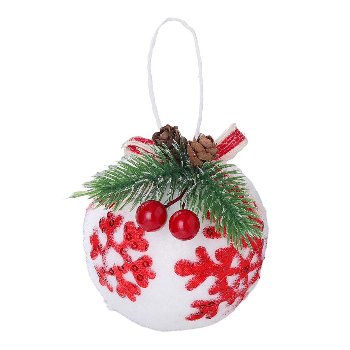 Traditional White Red and Green Christmas Bauble 9 Pack