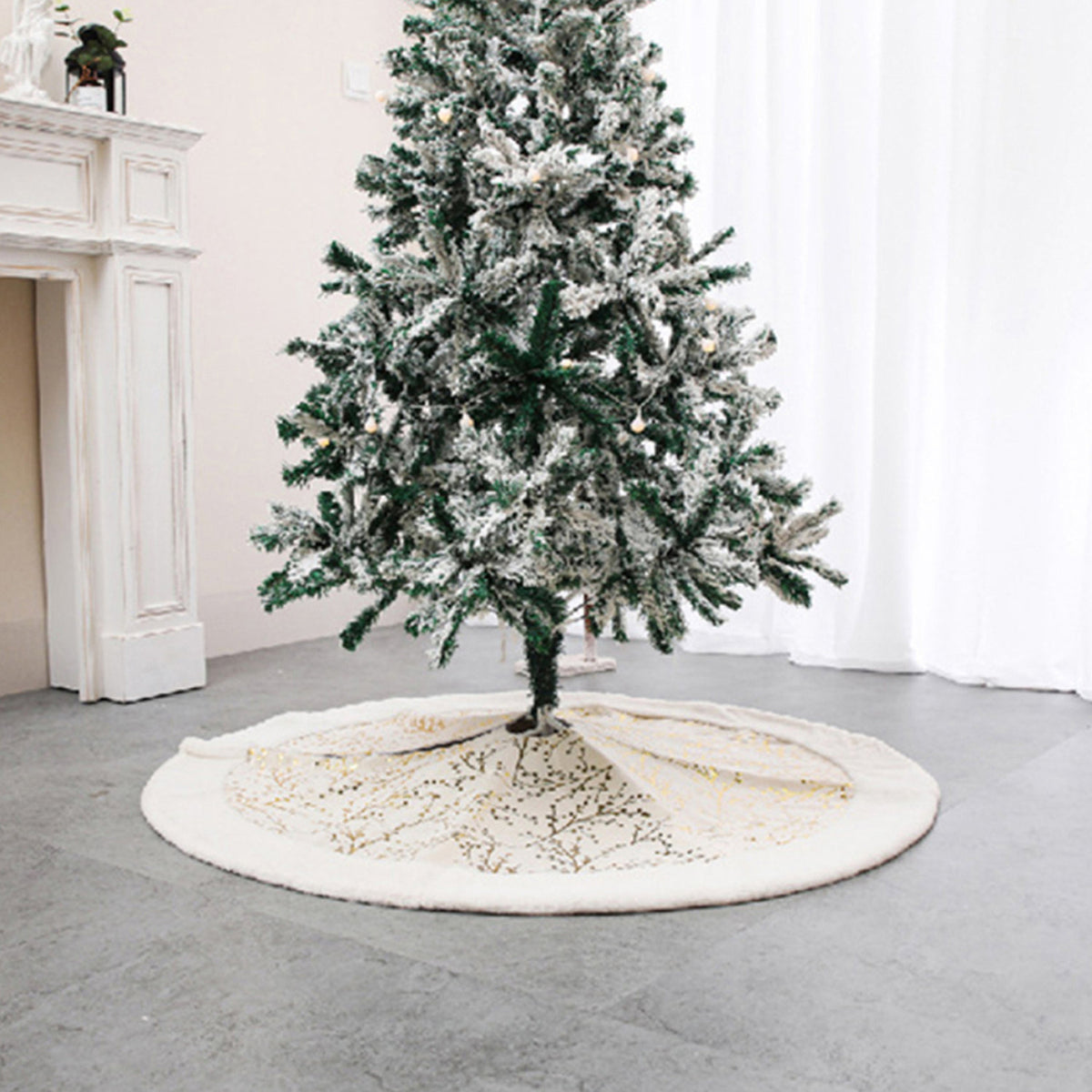 Gold Twig Plush Christmas Tree Skirt 78cm