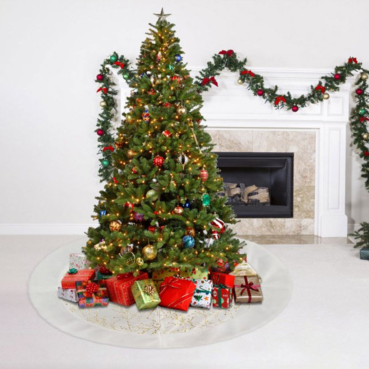 Gold Twig Plush Christmas Tree Skirt 78cm