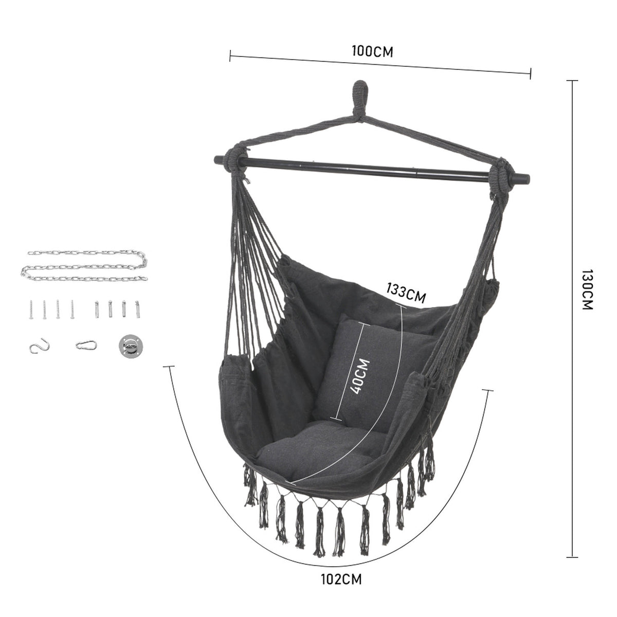 Outdoor Dark Grey Hammock with Cushion