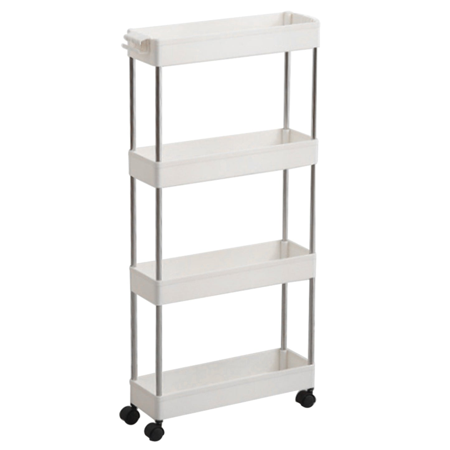 4-Tier Slim White Plastic Corner Storage Shelf