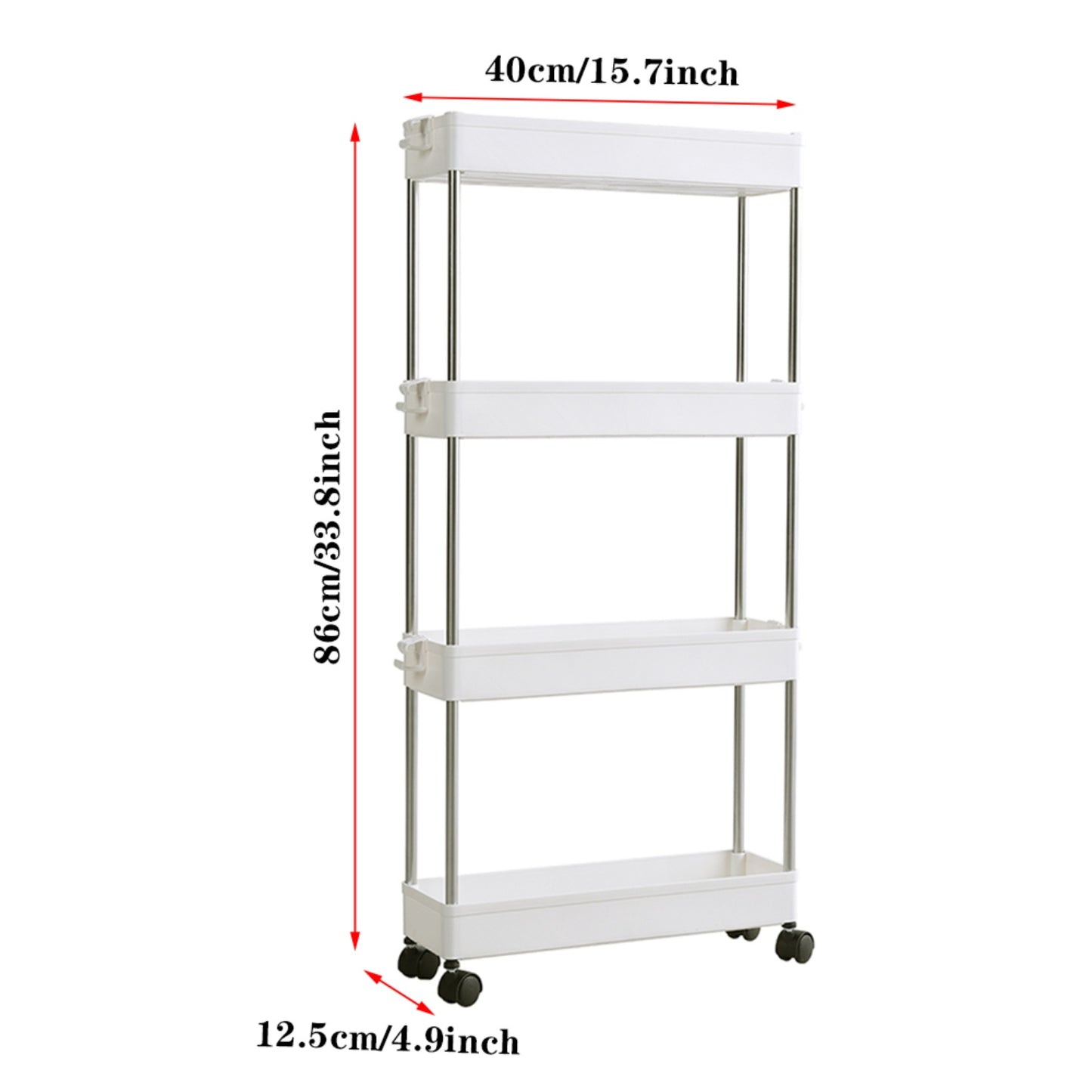 4-Tier Slim White Plastic Corner Storage Shelf