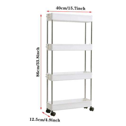4-Tier Slim White Plastic Corner Storage Shelf
