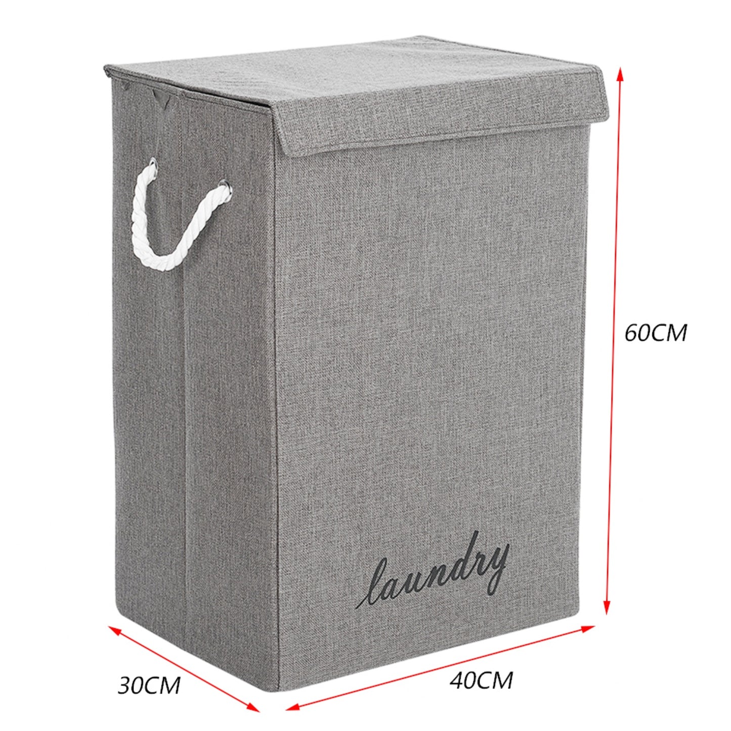 Foldable Grey Home Laundry Basket with Lid