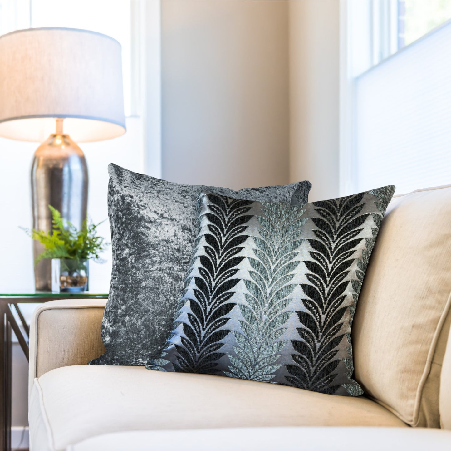 Willow Charcoal Grey Cushion Cover Pair