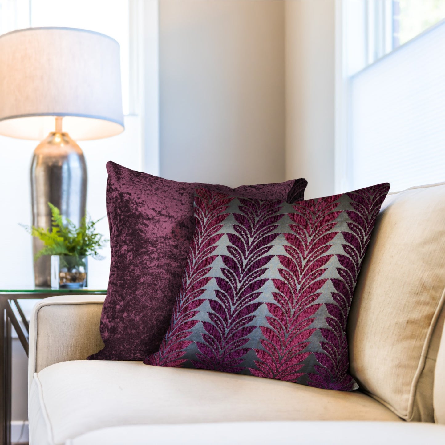 Willow Plum Chenille Cushion Cover Pair