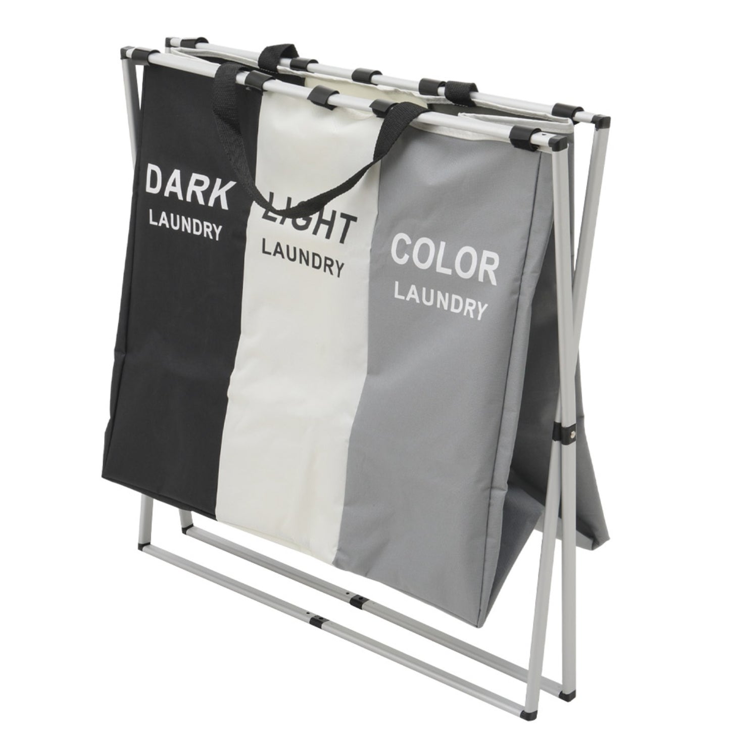 Foldable 3-Section Aluminium Frame Laundry Basket