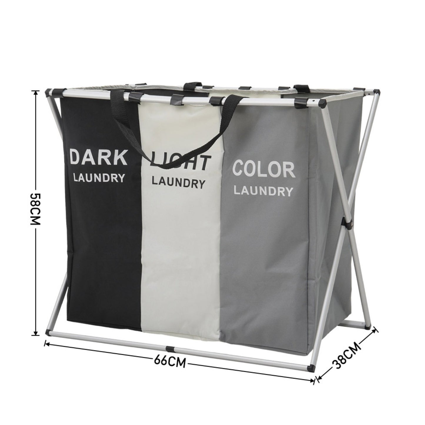 Foldable 3-Section Aluminium Frame Laundry Basket