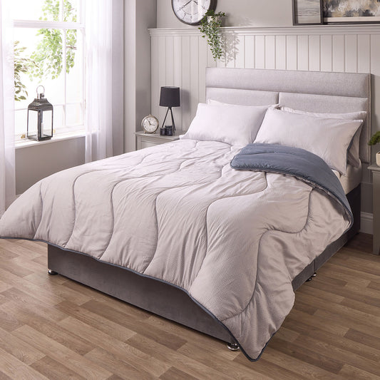 Waffle Coverless Grey 10.5 Tog Duvet And Pillowcases