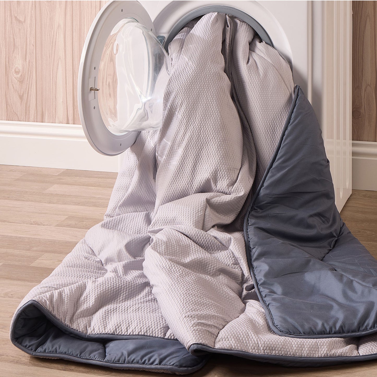 Waffle Coverless Grey 10.5 Tog Duvet And Pillowcases