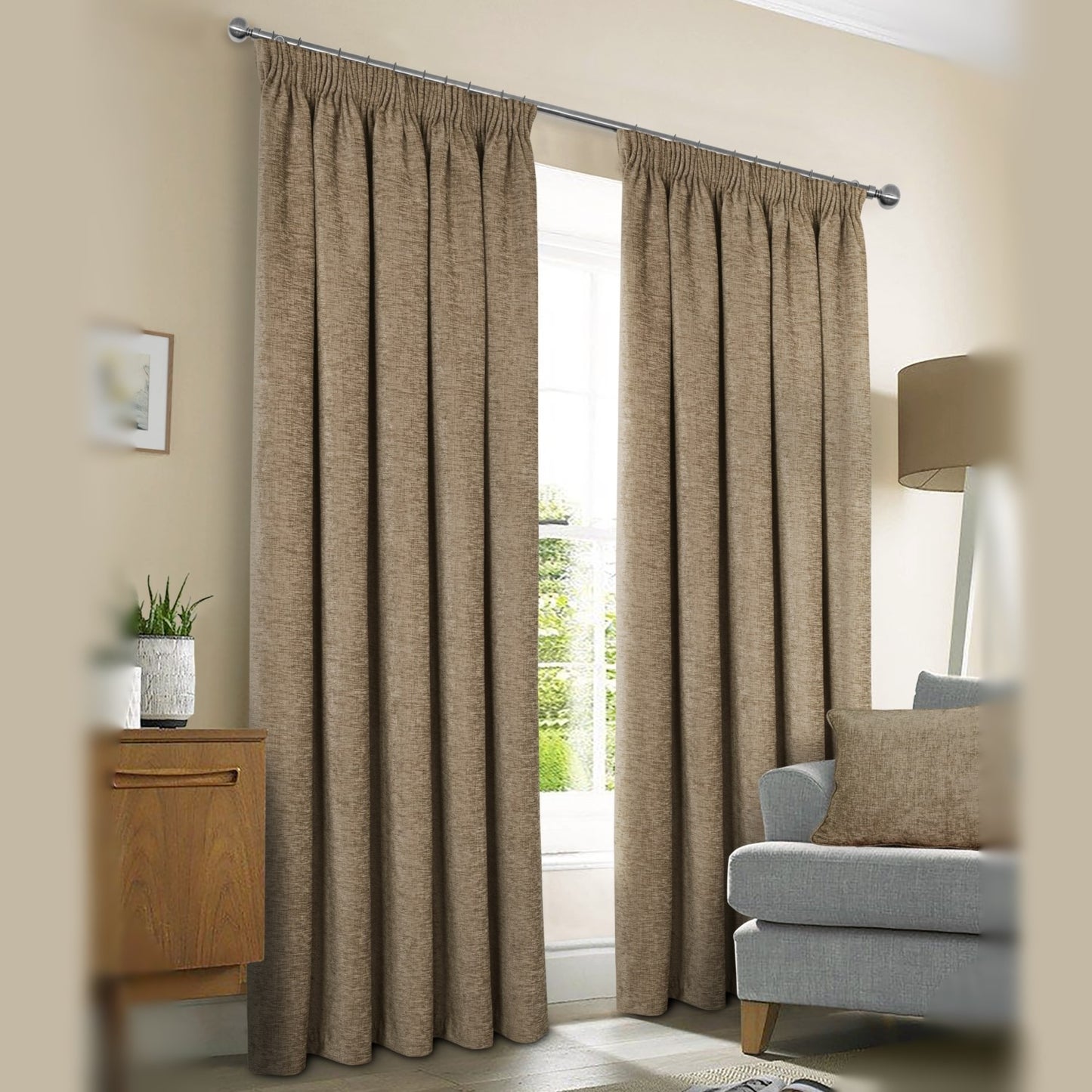 Washington Earth Thermal Pencil Pleat Curtains