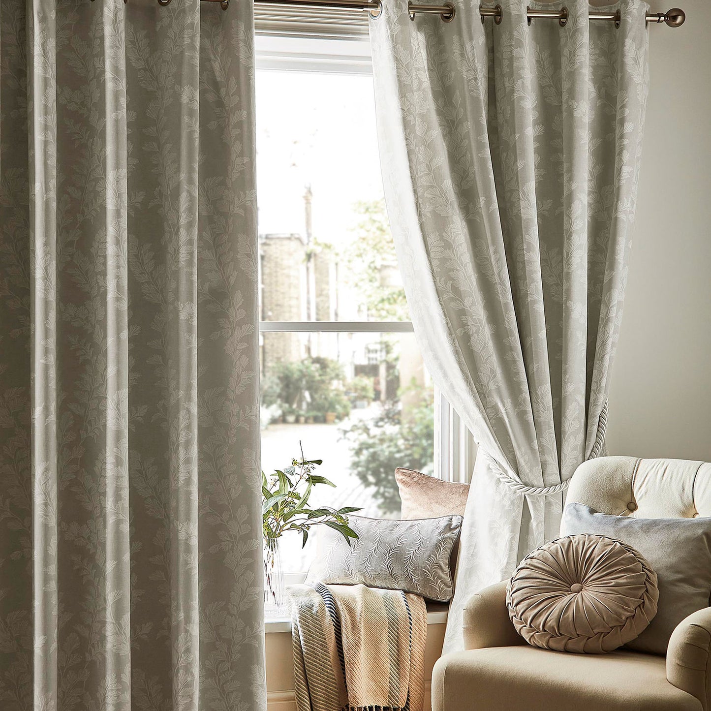 Laura Ashley Waxham Dove Grey Eyelet Curtain