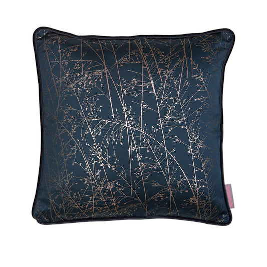Clarissa Hulse Whispering Grass French Navy Velvet Cushion (43cm x 43cm)