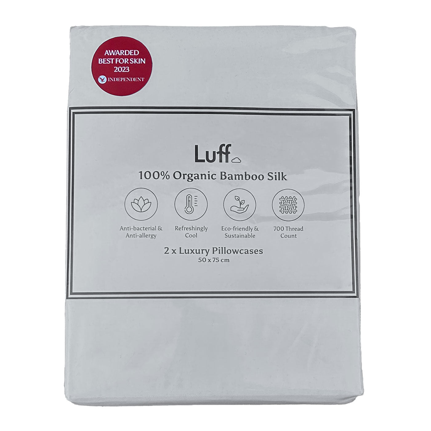 Luff White Organic Bamboo Silk 700TC Pillowcases