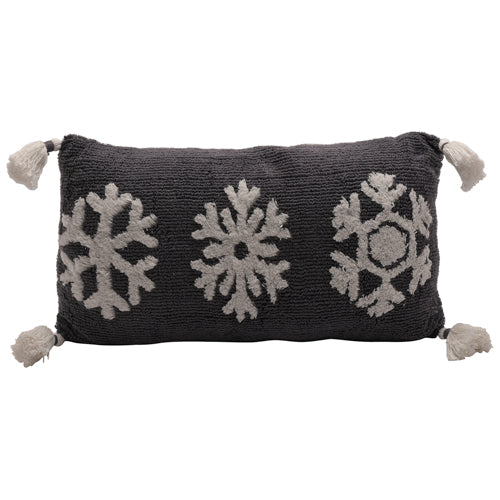 Snowlake Grey Cushion with Tassles